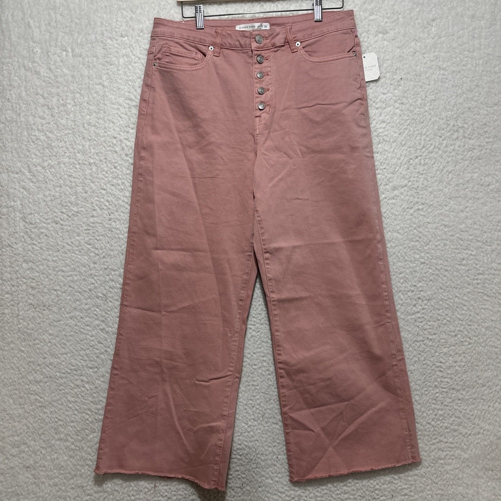 Altar'd State Mica Denim High Rise Women's 31 Cropped Raw Hem Wide Leg Jeans NWT